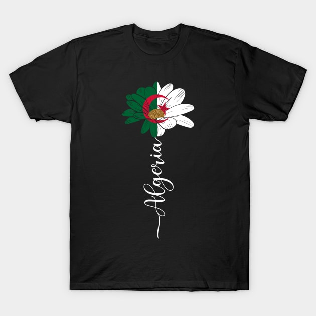 Vintage Algeria Sunflower Flag Algeria Lover T-Shirt by Sandra Holloman